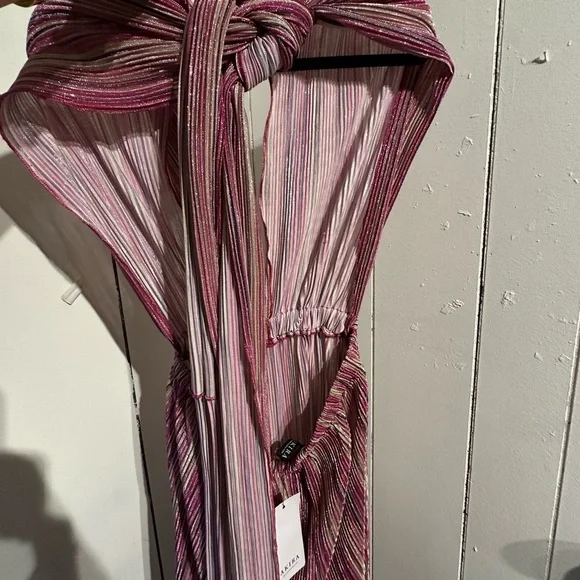 AKIRA Pink and GOLD Striped IRIDESCENT JUMPSUIT ROMPER - Picture 6 of 8